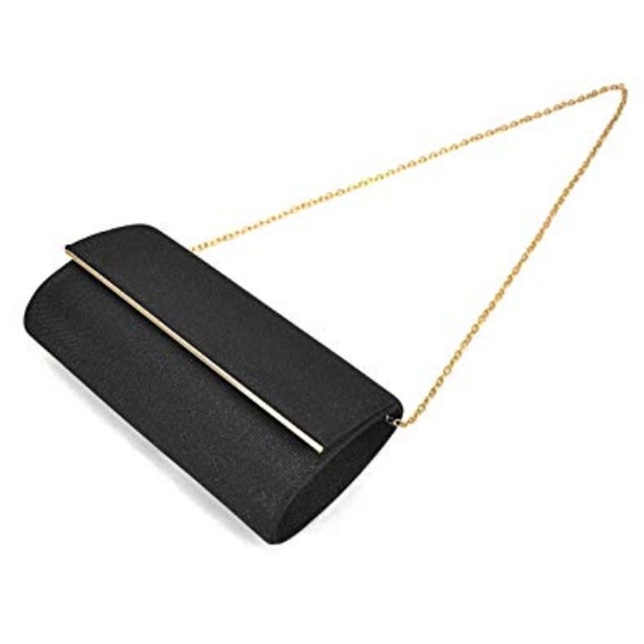 Black and Gold Glitter Handbag Clutch Purse - Picture 4 of 7